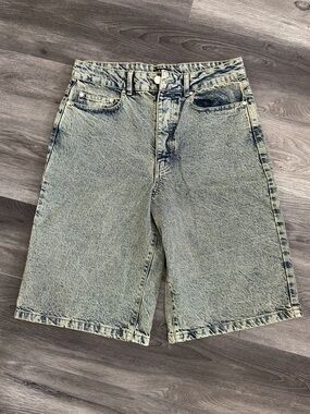 Boohoo Men’s Relaxed Acid Wash Denim Shorts - Washed Blue